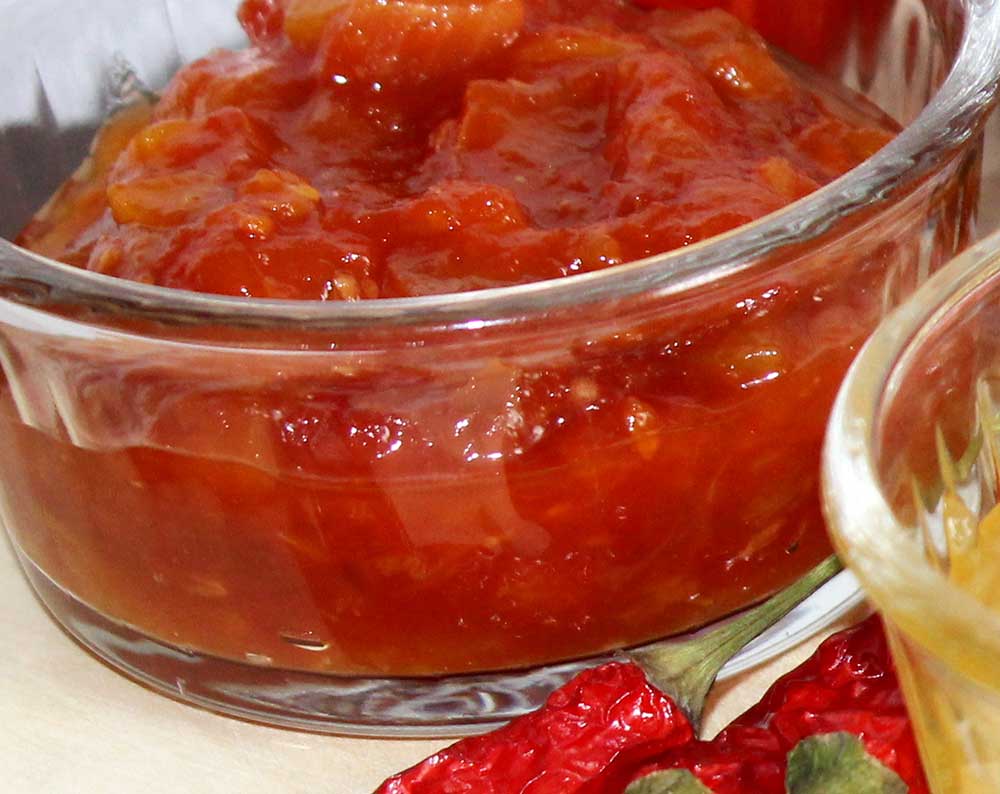 Tomaten-Pfirsich Chutney - Met de Cuisine